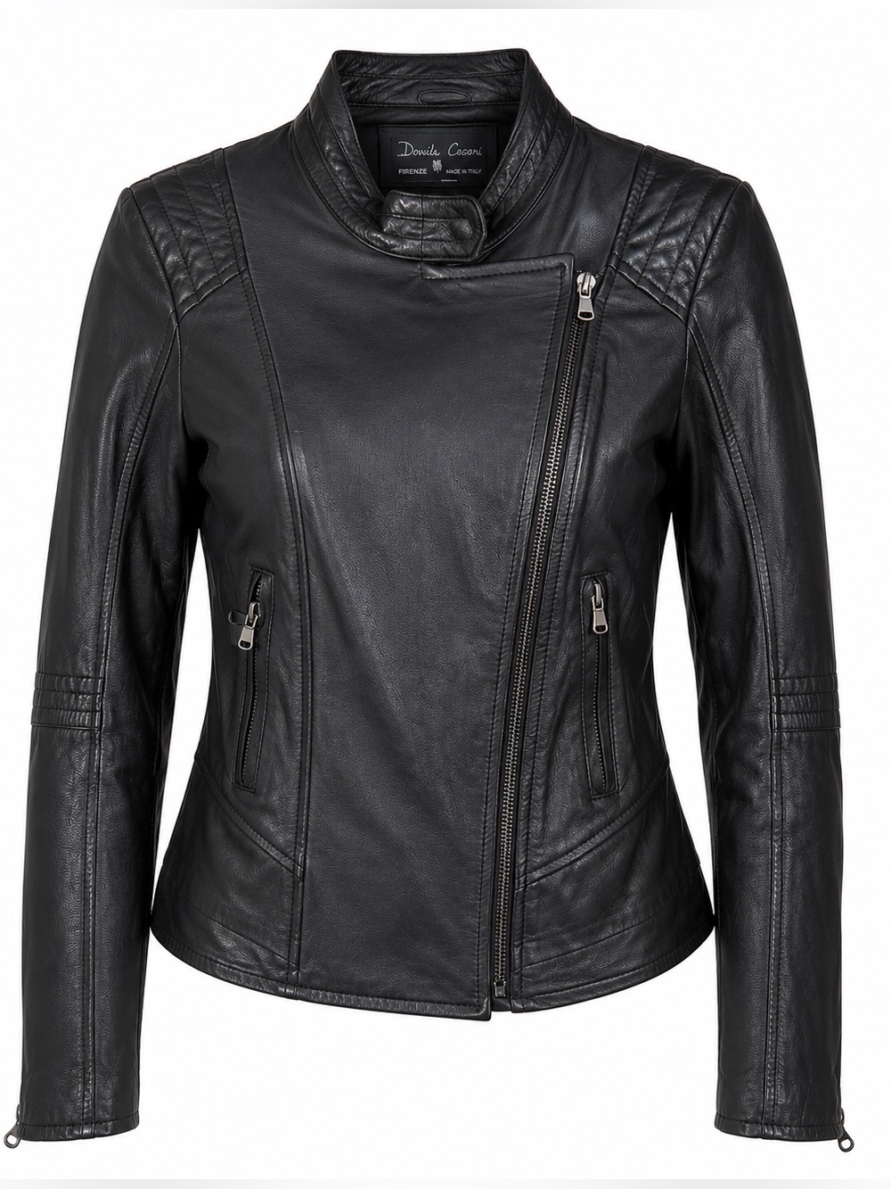 David Cesari Women’s Luxury Italian Leather Jacket – Size 42 (US 2) 🇮🇹